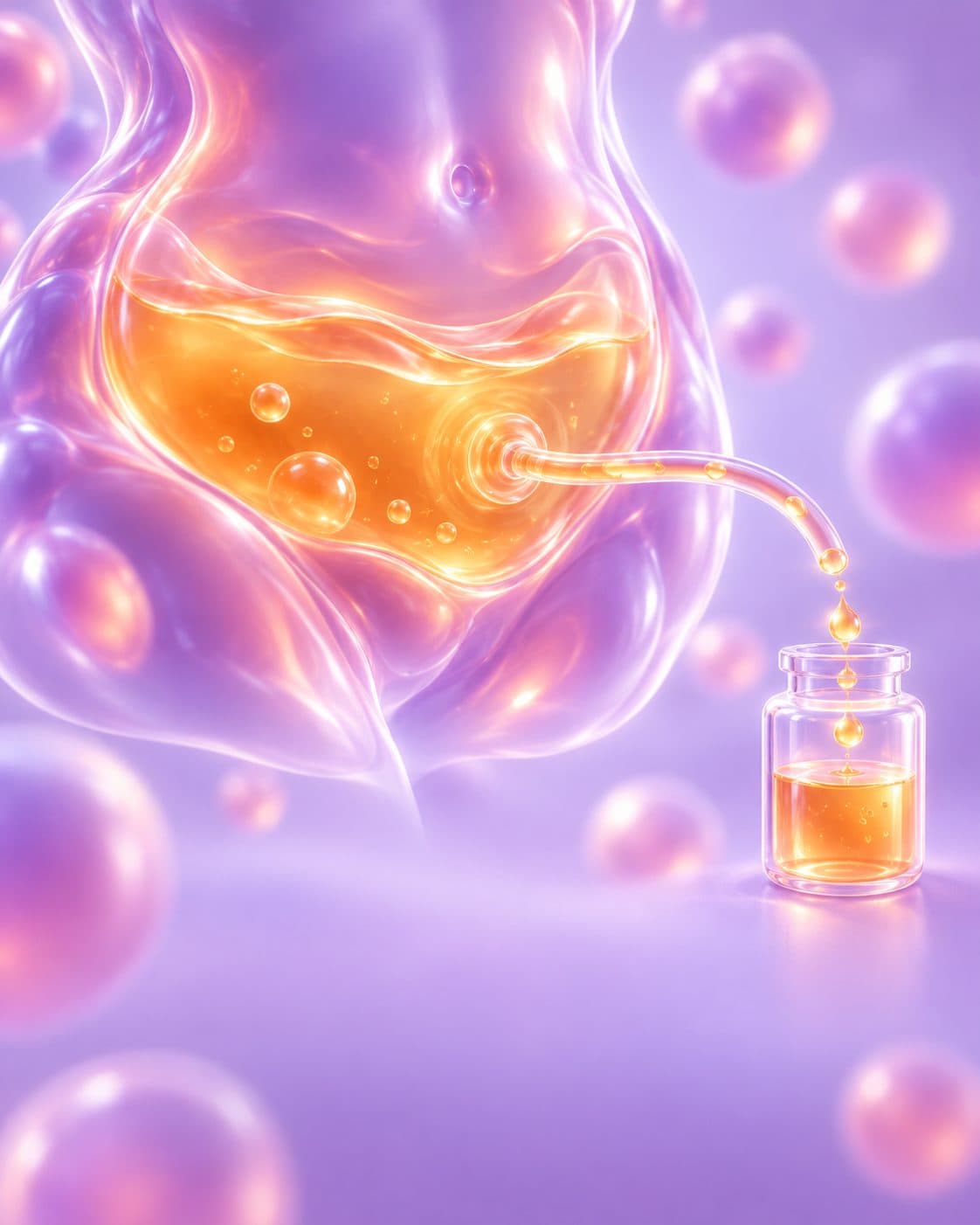 Ilustración de la extracción de líquido ascítico del abdomen hacia un frasco de muestra